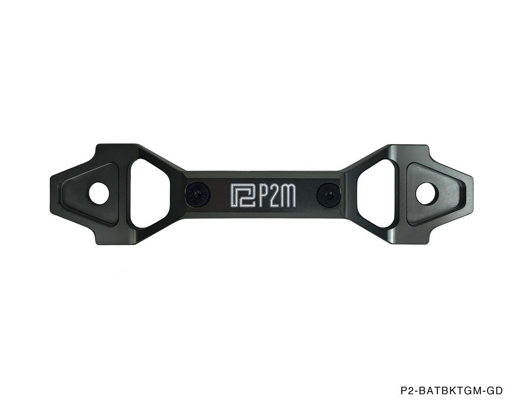P2M Phase 2 Adjustable Billet Aluminum Battery Bracket 130mm to 175mm BLACK - P2-BATBKTGM-GD