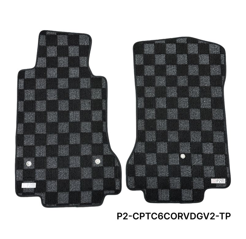 Phase 2 Motortrend (P2M) Checkered Carpet Race Floor Mats - Chevrolet C6 Corvette (2007.5-2013)