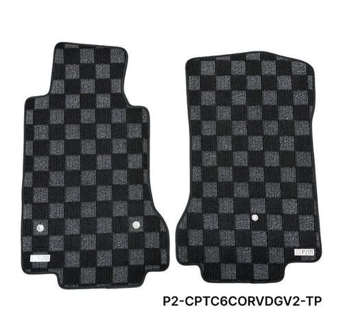 Phase 2 Motortrend (P2M) Checkered Carpet Race Floor Mats - Chevrolet C6 Corvette (2007.5-2013)