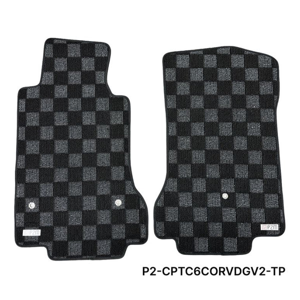 Phase 2 Motortrend (P2M) Checkered Carpet Race Floor Mats - Chevrolet C6 Corvette (2007.5-2013)