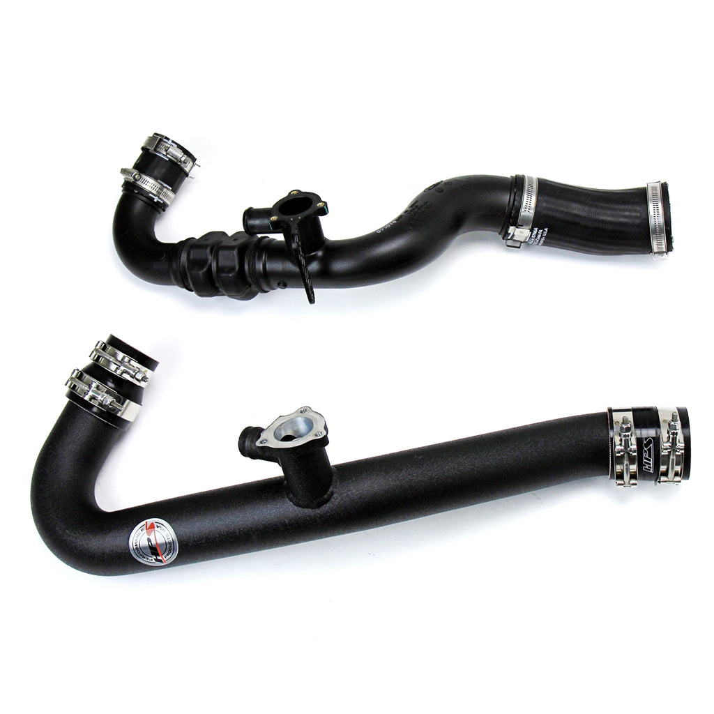 HPS Performance Intercooler Charge Pipe Kit (Cold and Hot Side) with Blue Boots, Black, 17-102WB