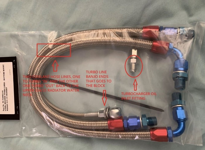 P2M Braided Stainless Turbo Lines - Nissan 240SX S14 S15 SR20DET - P2-T28NS145