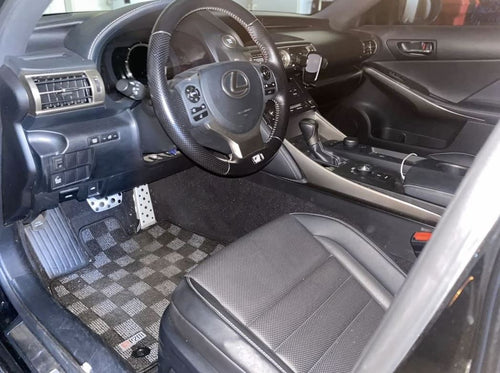 Phase 2 Motortrend (P2M) Checkered Carpet Race Floor Mats - Lexus IS200T IS250 IS300 IS350 (2014-2020)