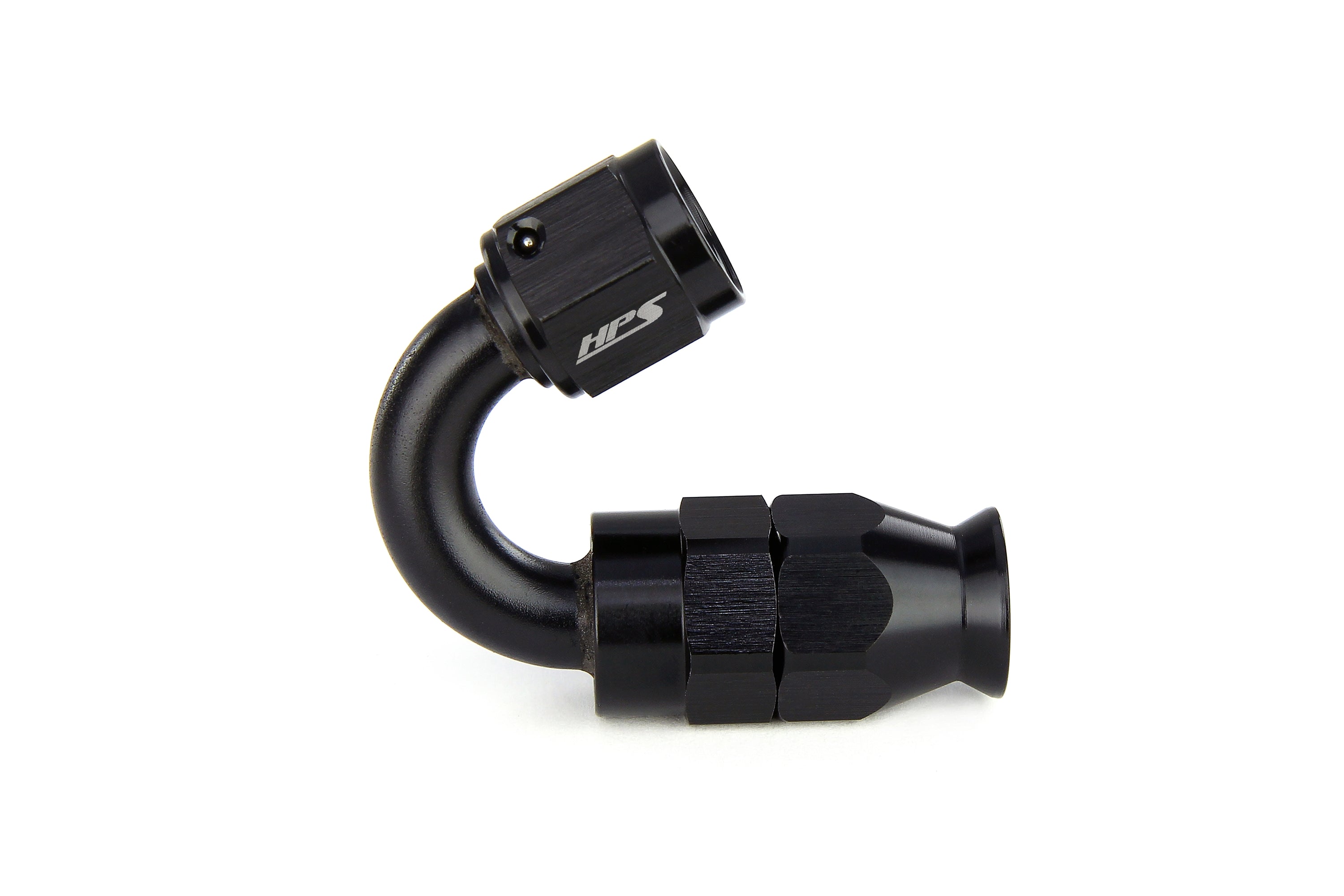 HPS Performance 150 Degree -8 Compression Teflon Hose End to AN Female for Stainless Steel Reinforced PTFE Hose Aluminum Black
