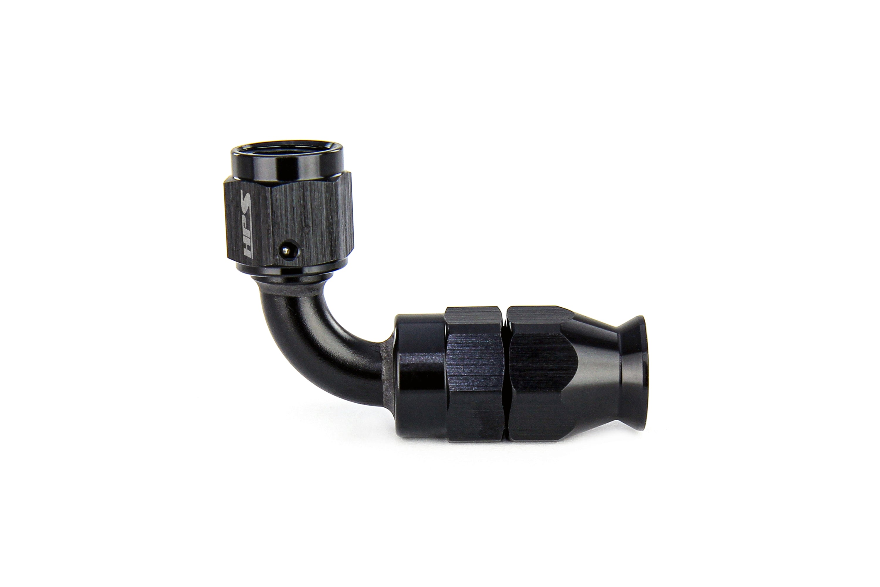 HPS Performance 90 Degree -4 Compression Teflon Hose End to AN Female for Stainless Steel Reinforced PTFE Hose Aluminum Black