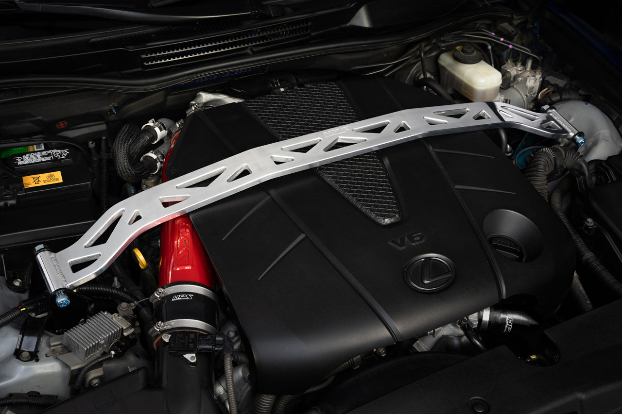 HPS Performance Aluminum Front Strut Tower Brace Bar, Red, 42-106R
