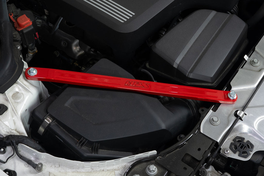 HPS Performance Front Billet Strut Bar Cross Brace, Red, 42-115R