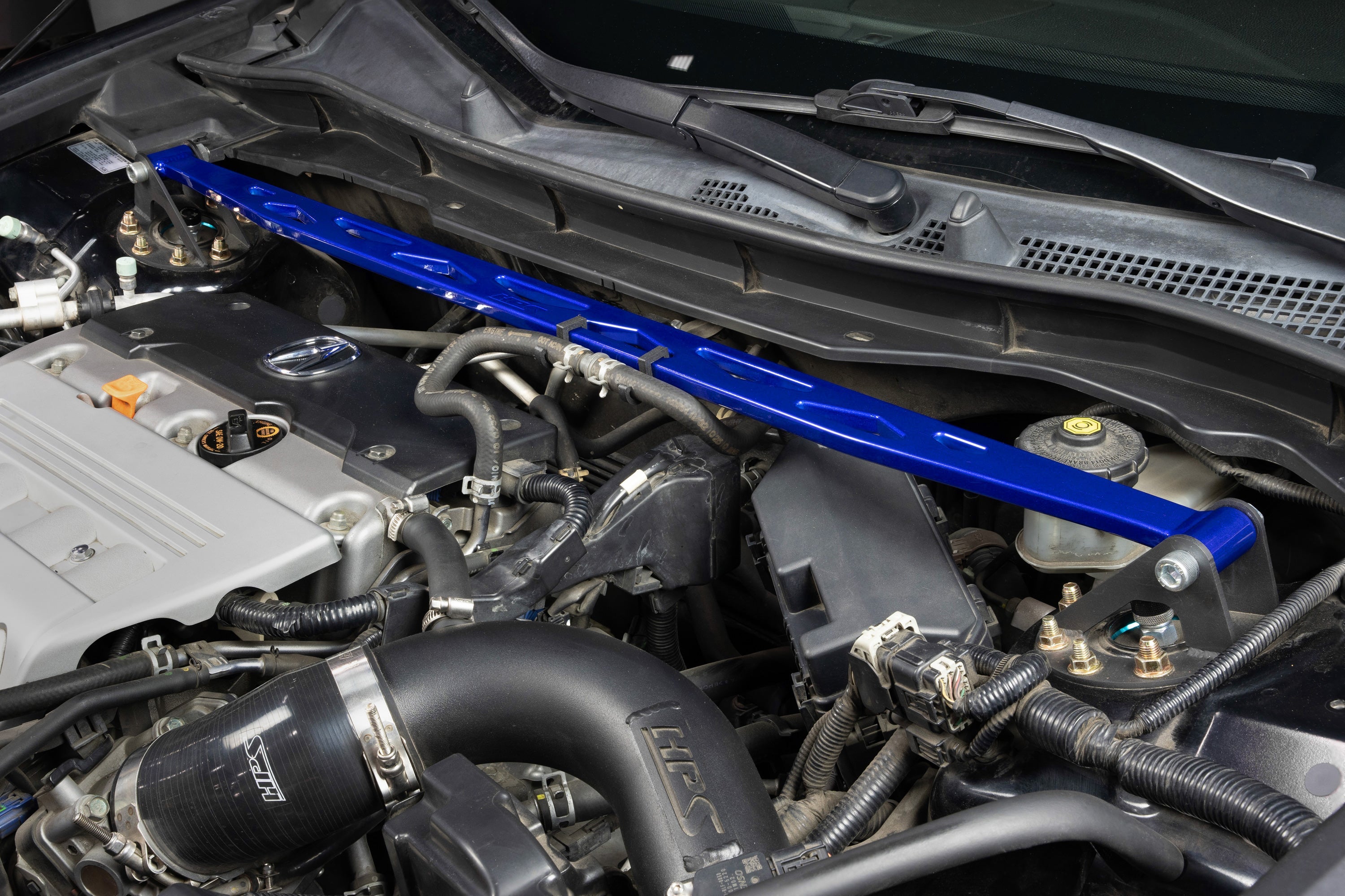 HPS Performance Aluminum Front Strut Tower Brace Bar, Blue, 42-119BL