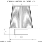HPS Performance Air Filter 2.5" ID, 5.5" Element Length, 7-1/4" Overall Length