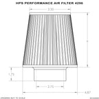 HPS Performance Air Filter 2.75" ID, 5.75" Element Length, 7.5" Overall Length