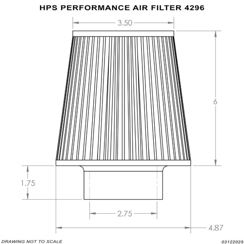 HPS Performance Air Filter 2.75" ID, 5.75" Element Length, 7.5" Overall Length