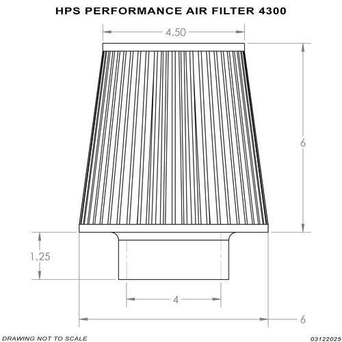 HPS Performance Air Filter 4" ID, 6" Element Length, 7.75" Overall Length