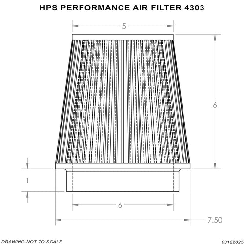 HPS Performance Red 6" Air Filter, 7" Length, 7.5" Base, 5" Top, HPS-4303-RED