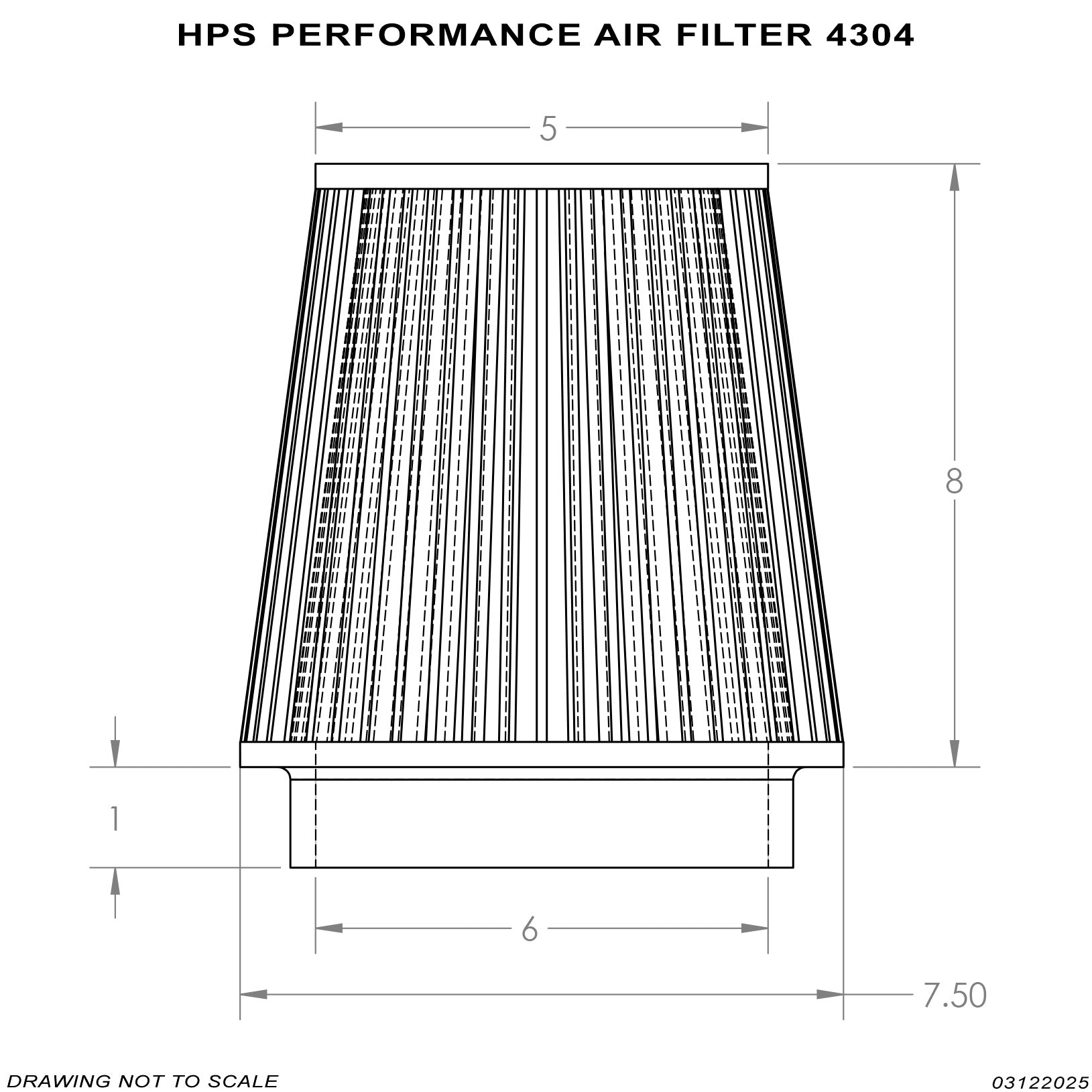 HPS Performance Air Filter 6" ID, 6" Element Length, 9" Overall Length