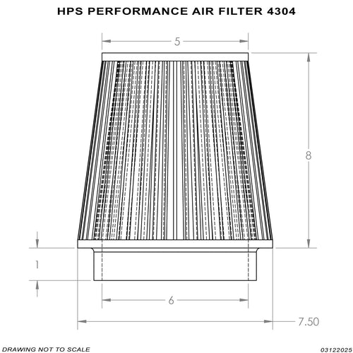 HPS Performance Air Filter 6" ID, 6" Element Length, 9" Overall Length