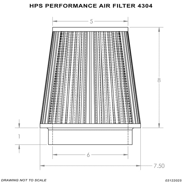 HPS Performance Air Filter 6" ID, 6" Element Length, 9" Overall Length
