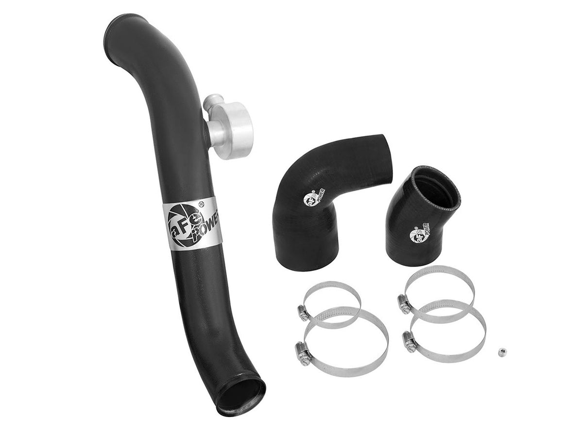 aFe BladeRunner 2-1/2 IN Aluminum Hot Charge Pipe Black - Ford Mustang 2015-2023