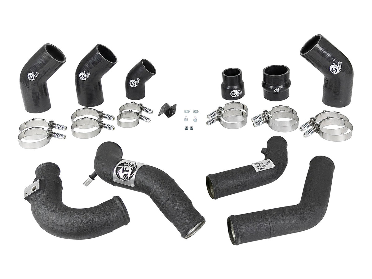 aFe BladeRunner 2-1/4 IN & 2-1/2 IN Aluminum Hot and Cold Charge Pipe Kit Black - FIAT 124 Spider 2017-2020