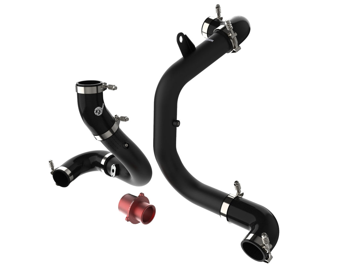 aFe BladeRunner Aluminum Hot and Cold Charge Pipe Kit Black w/ Turbo Muffler Delete - Volkswagen GTI (MKVII) 2015-2021