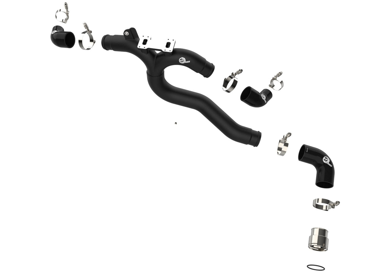 aFe BladeRunner 2-1/2 IN to 2-3/4 IN Aluminum Hot Charge Pipe Black - Kia Stinger 2018-2023