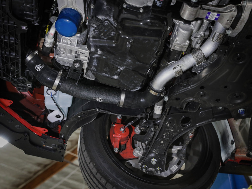 aFe BladeRunner 2-1/2 IN Aluminum Lower Hot Charge Pipe Black - Hyundai Veloster N 2019-2022