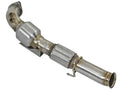 aFe Twisted Steel Down Pipe 3 IN 304 Stainless Steel w/ Cat - Ford Focus RS 2016-2018