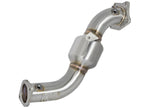 aFe Twisted Steel Down Pipe 3 IN 304 Stainless Steel w/ Cat - Cadillac ATS 2013-2019 / Chevy Camaro 2016-2019