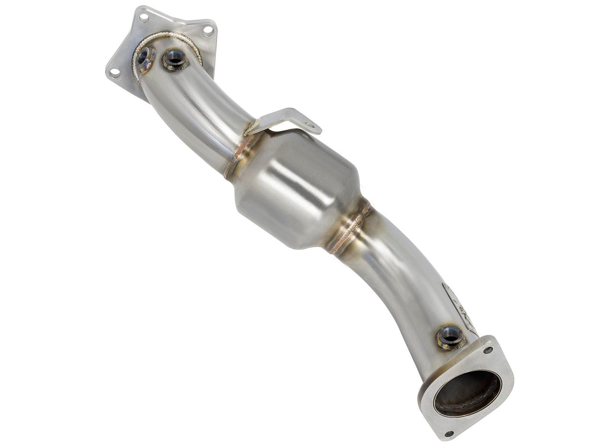 aFe Twisted Steel Down Pipe 3 IN 304 Stainless Steel w/ Cat - Cadillac ATS 2013-2019 / Chevy Camaro 2016-2019