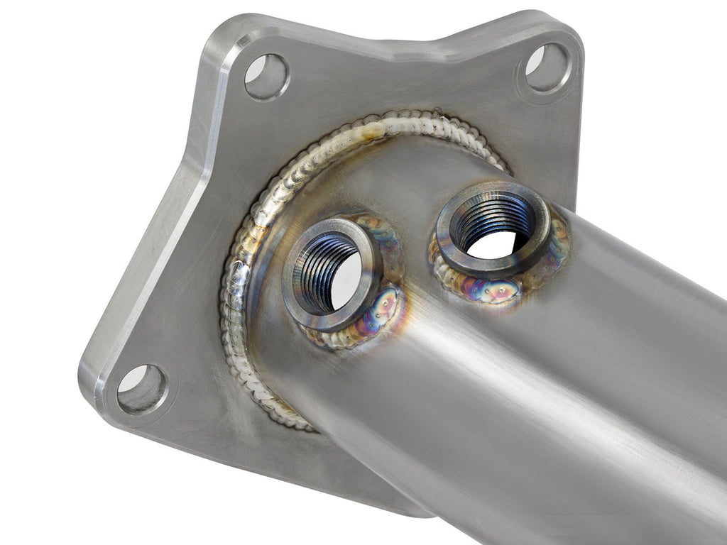 aFe Twisted Steel Down Pipe 3 IN 304 Stainless Steel w/ Cat - Cadillac ATS 2013-2019 / Chevy Camaro 2016-2019