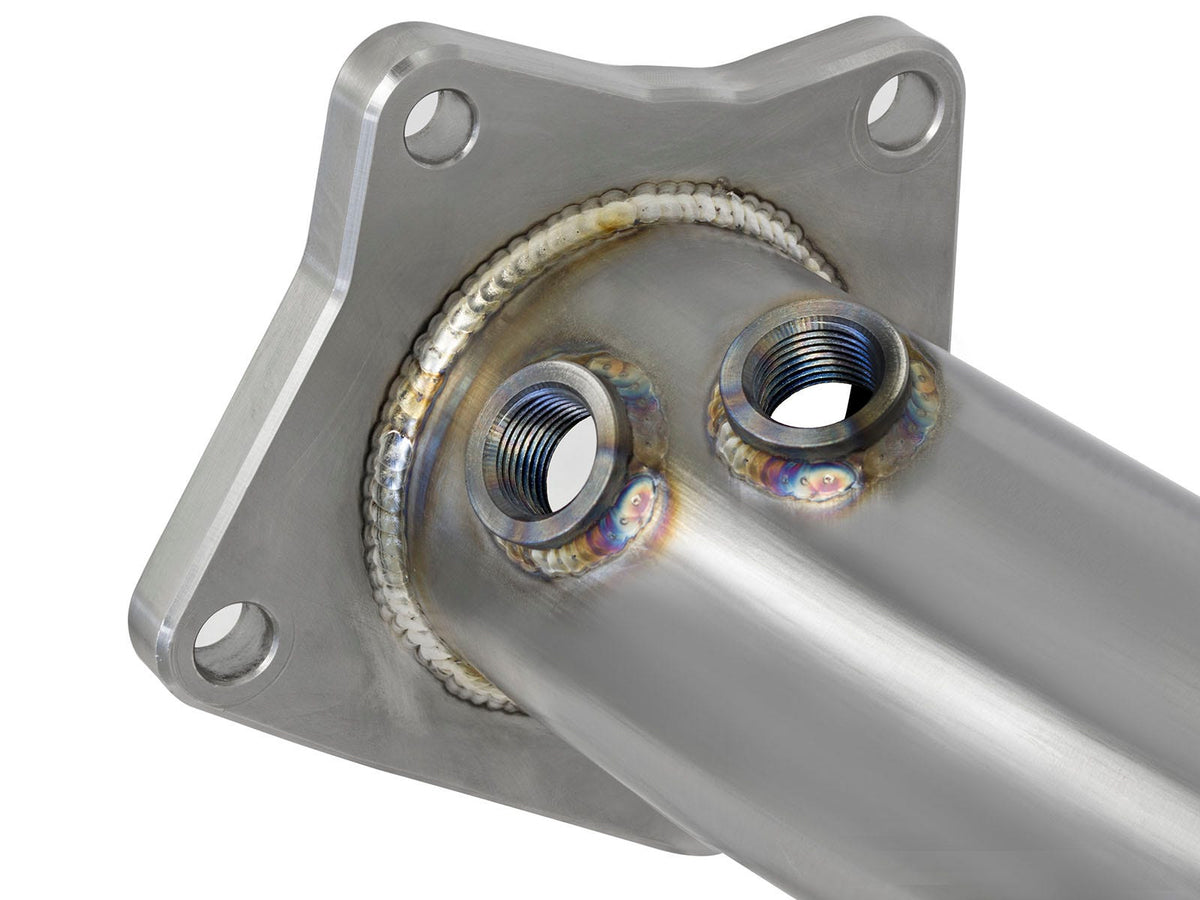 aFe Twisted Steel Down Pipe 3 IN 304 Stainless Steel w/ Cat - Cadillac ATS 2013-2019 / Chevy Camaro 2016-2019