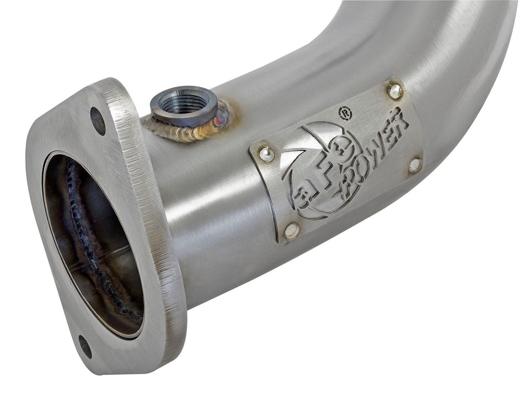 aFe Twisted Steel Down Pipe 3 IN 304 Stainless Steel w/ Cat - Cadillac ATS 2013-2019 / Chevy Camaro 2016-2019