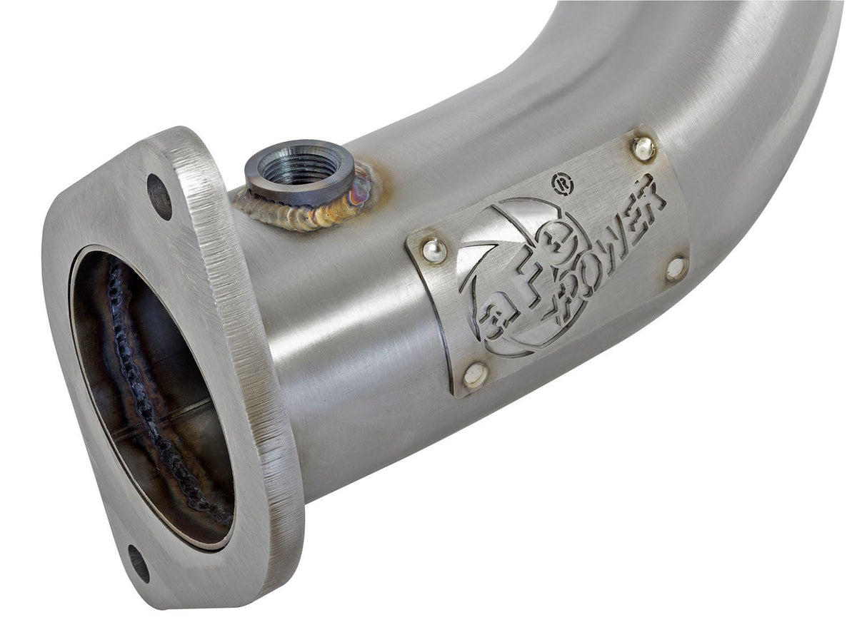 aFe Twisted Steel Down Pipe 3 IN 304 Stainless Steel w/ Cat - Cadillac ATS 2013-2019 / Chevy Camaro 2016-2019