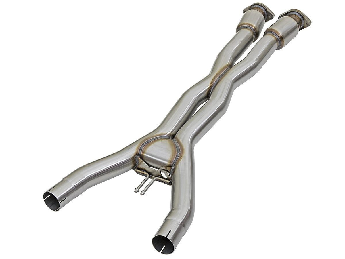 aFe Twisted Steel X-Pipe 3 IN 304 Stainless Steel w/ Cat - Chevrolet Corvette (C7) & Z06 2014-2019