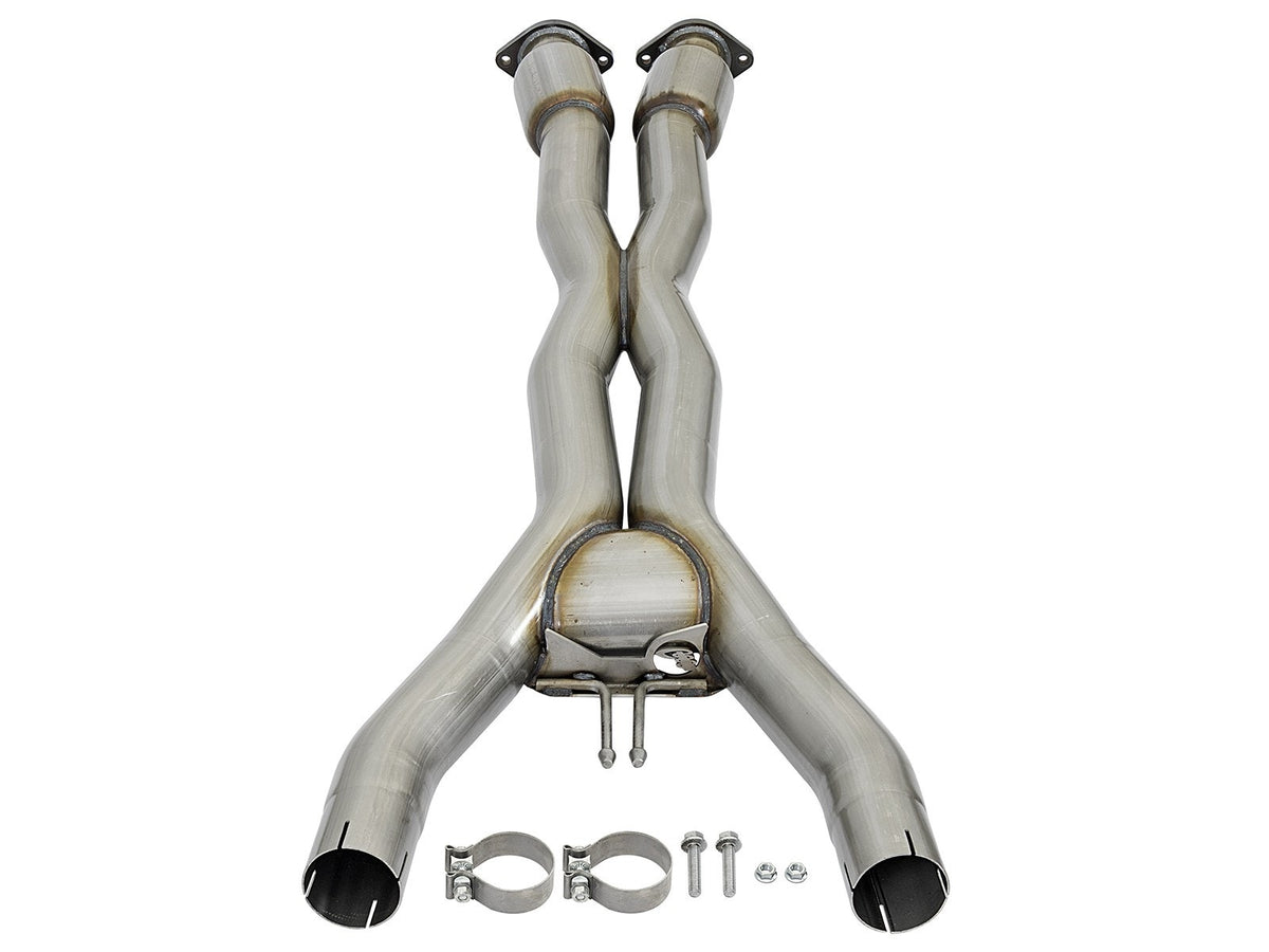 aFe Twisted Steel X-Pipe 3 IN 304 Stainless Steel w/ Cat - Chevrolet Corvette (C7) & Z06 2014-2019