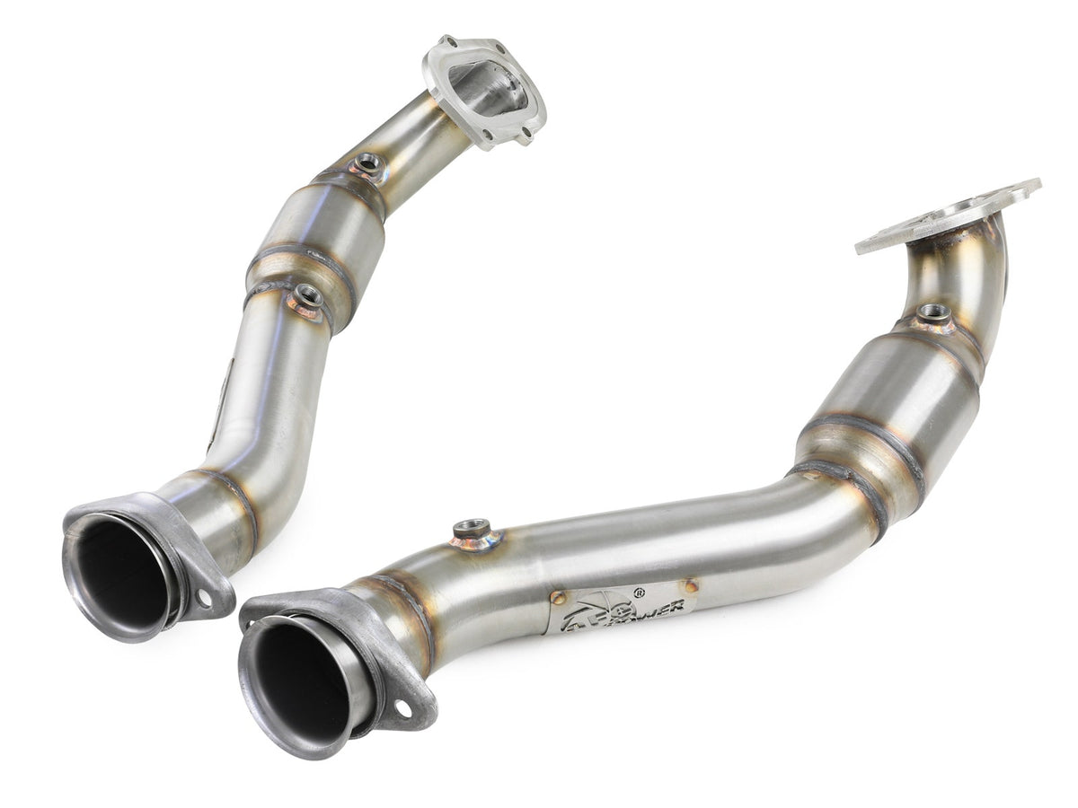 aFe Twisted Steel Mid Pipe 3 IN 304 Stainless Steel w/ Cat - Chevrolet Corvette (C7) & Z06 2014-2019