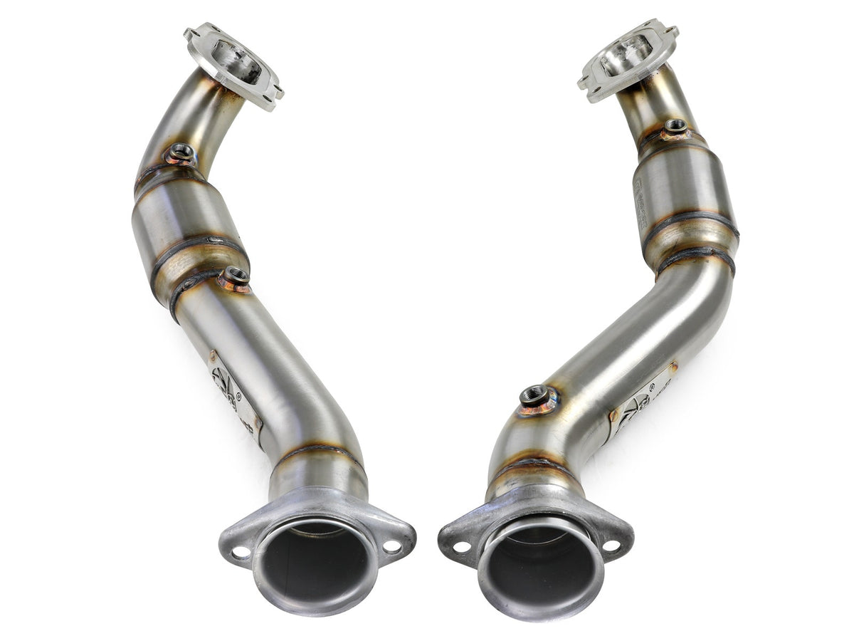 aFe Twisted Steel Mid Pipe 3 IN 304 Stainless Steel w/ Cat - Chevrolet Corvette (C7) & Z06 2014-2019