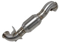 aFe Twisted Steel Down Pipe 2-1/2 IN 304 Stainless Steel w/ Cat - MINI Cooper S (R56) 2007-2015