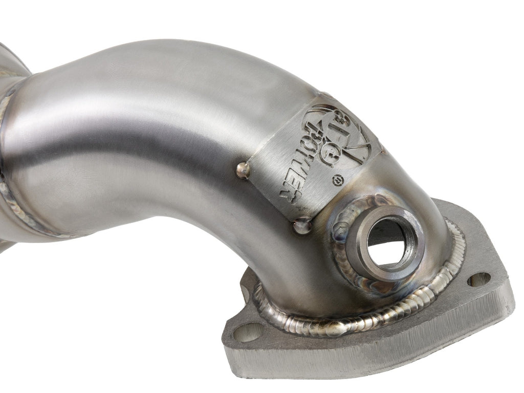 aFe Twisted Steel Down Pipe 2-1/2 IN 304 Stainless Steel w/ Cat - MINI Cooper S (R56) 2007-2015