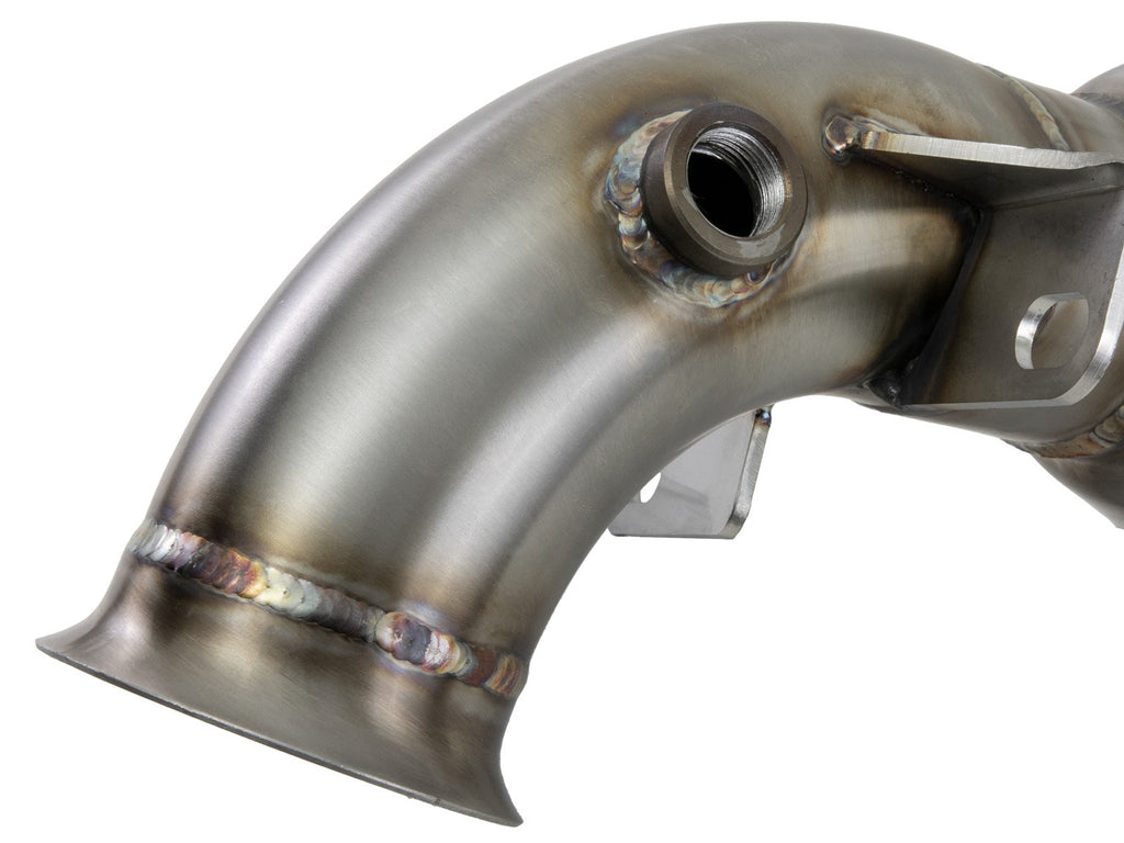 aFe Twisted Steel Down Pipe 2-1/2 IN 304 Stainless Steel w/ Cat - MINI Cooper S (R56) 2007-2015