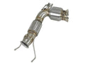 aFe Twisted Steel Down Pipe 3 to 2-3/4 IN 304 Stainless Steel w/ Cat - MINI Cooper S (F55/F56/F57) 2015-2019