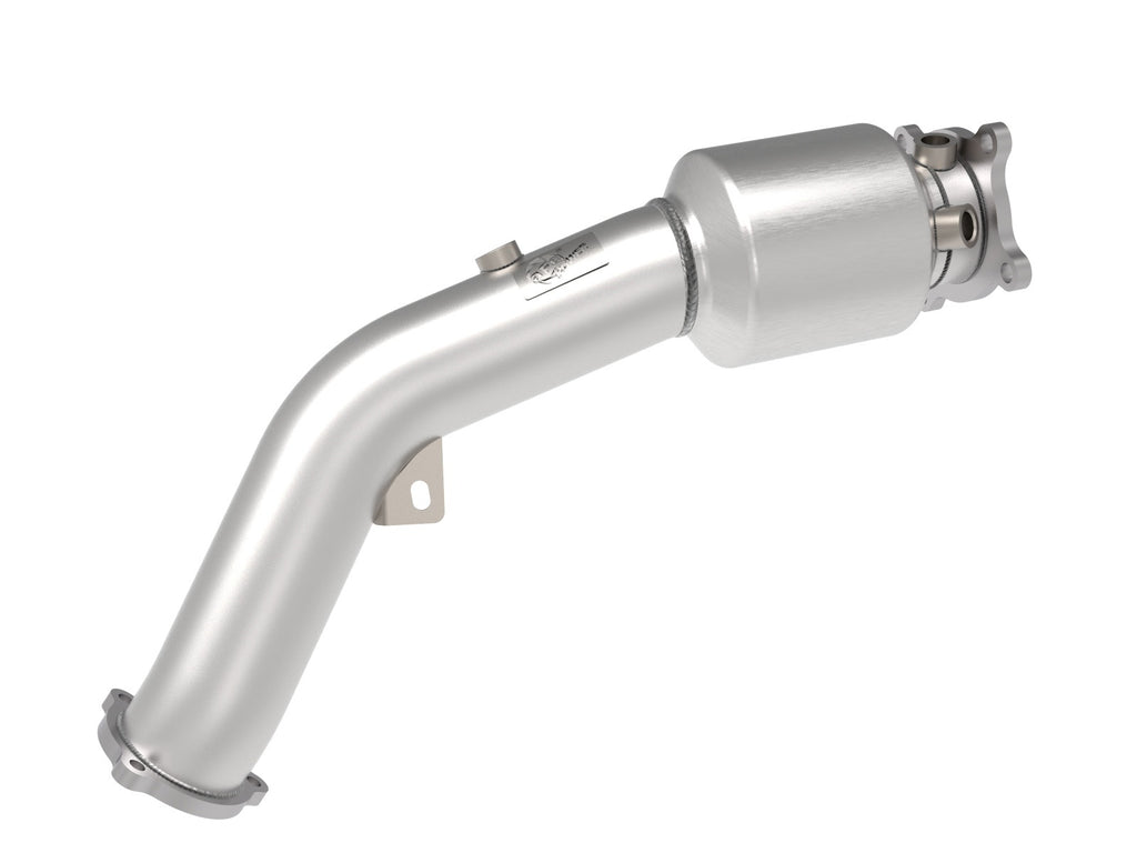 aFe Twisted Steel Down Pipe 3 IN 304 Stainless Steel w/ Cat - Audi A4/A5 2009-2016