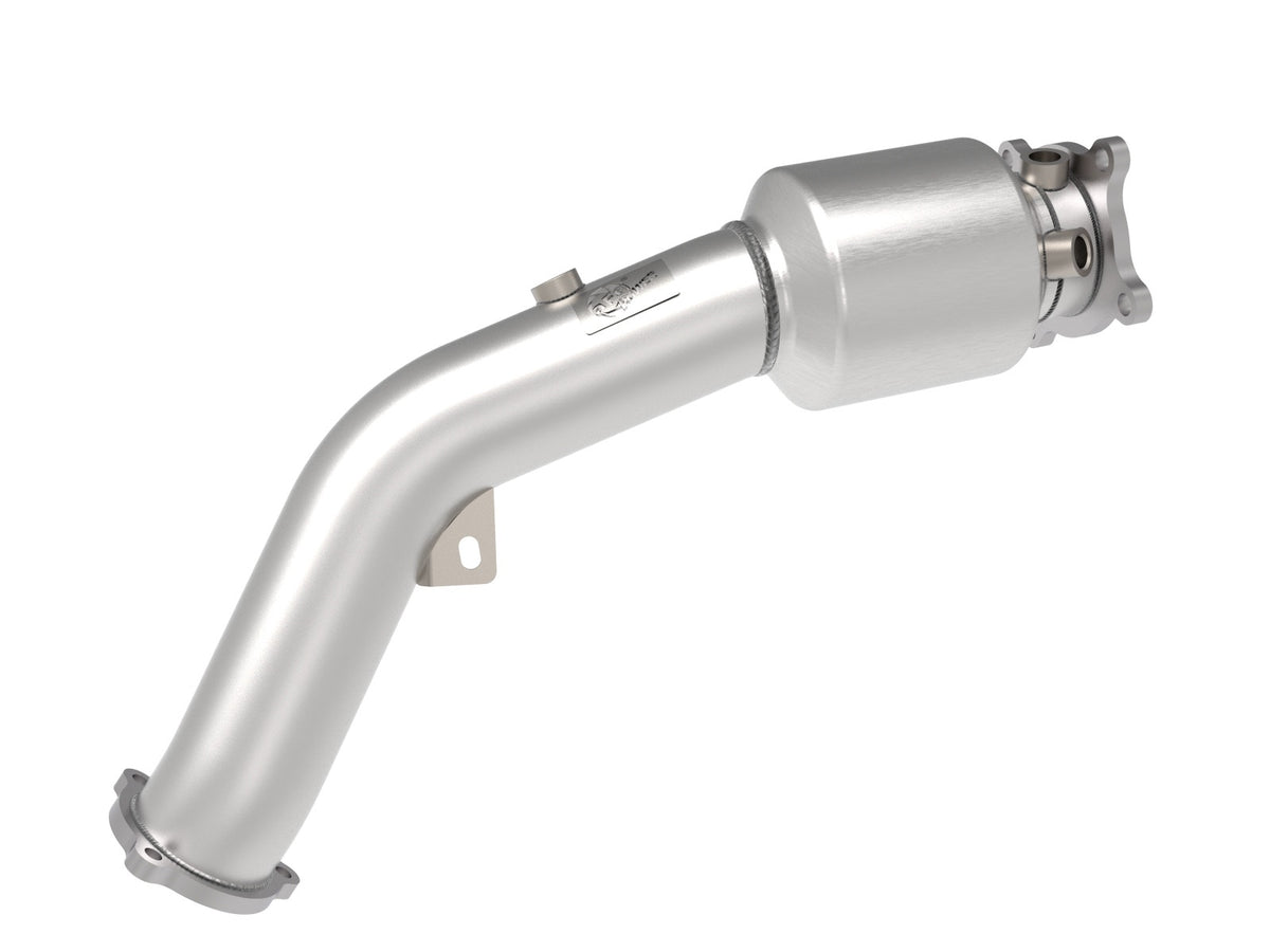 aFe Twisted Steel Down Pipe 3 IN 304 Stainless Steel w/ Cat - Audi A4/A5 2009-2016