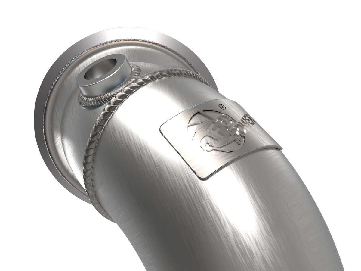 aFe Twisted Steel Down Pipe 3 IN 304 Stainless Steel w/ Cat - Volkswagen Golf R 2015-2019