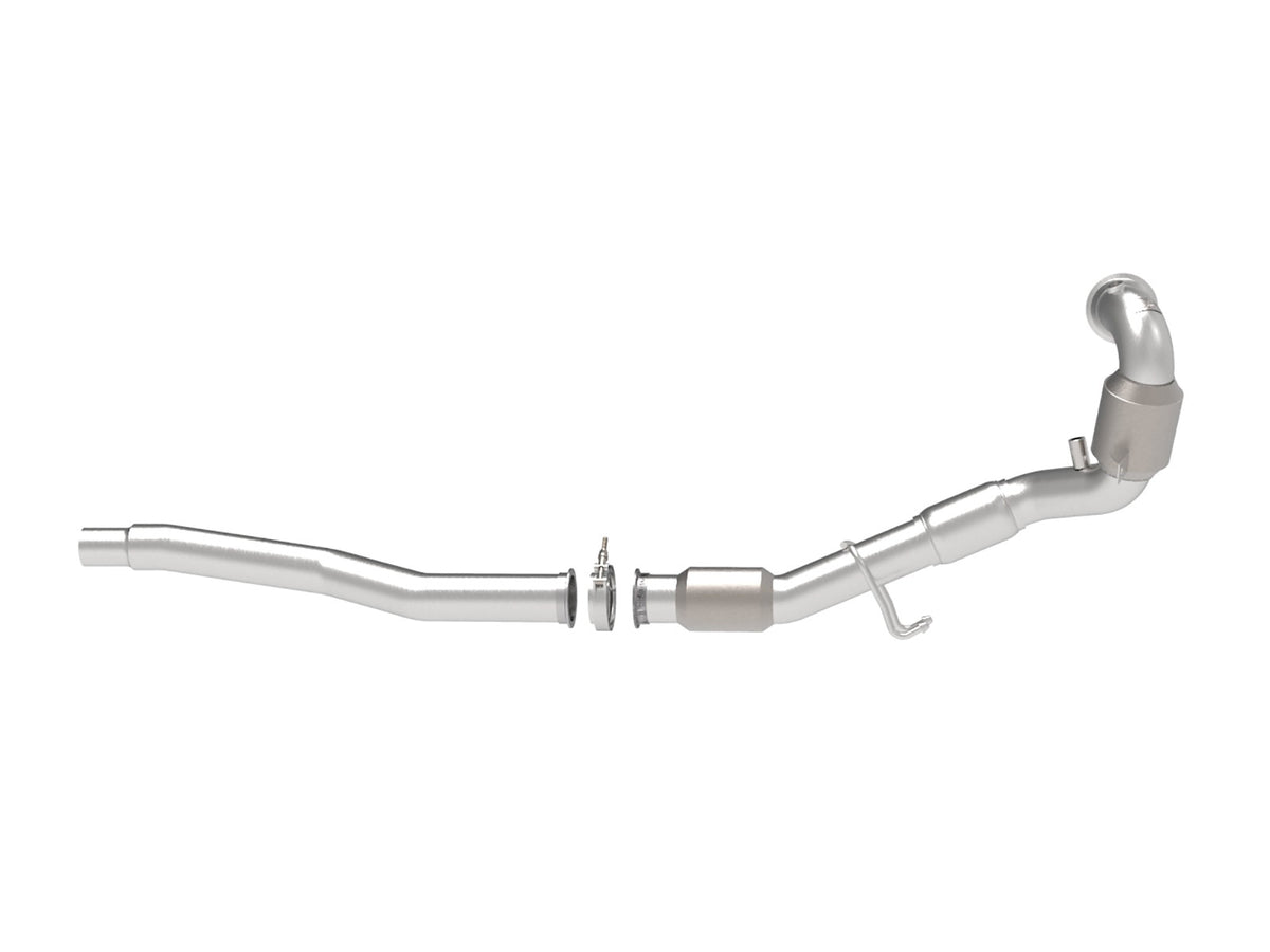 aFe Twisted Steel Down Pipe 3 IN 304 Stainless Steel w/ Cat - Volkswagen Golf R 2015-2019