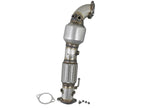 aFe Twisted Steel Down Pipe 3 IN 304 Stainless Steel w/ Cat - Hyundai Elantra 2017-2019