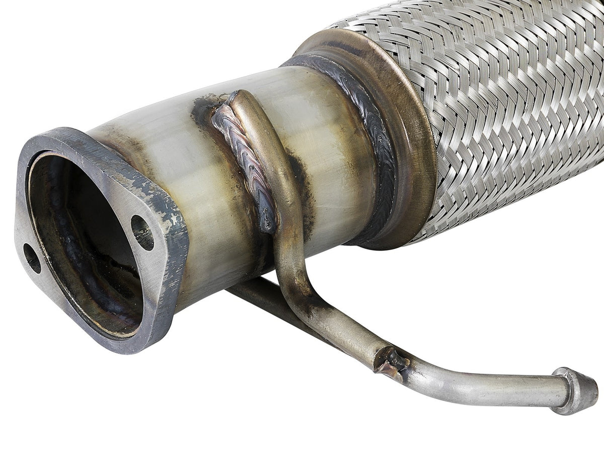 aFe Twisted Steel Down Pipe 3 IN 304 Stainless Steel w/ Cat - Hyundai Elantra 2017-2019