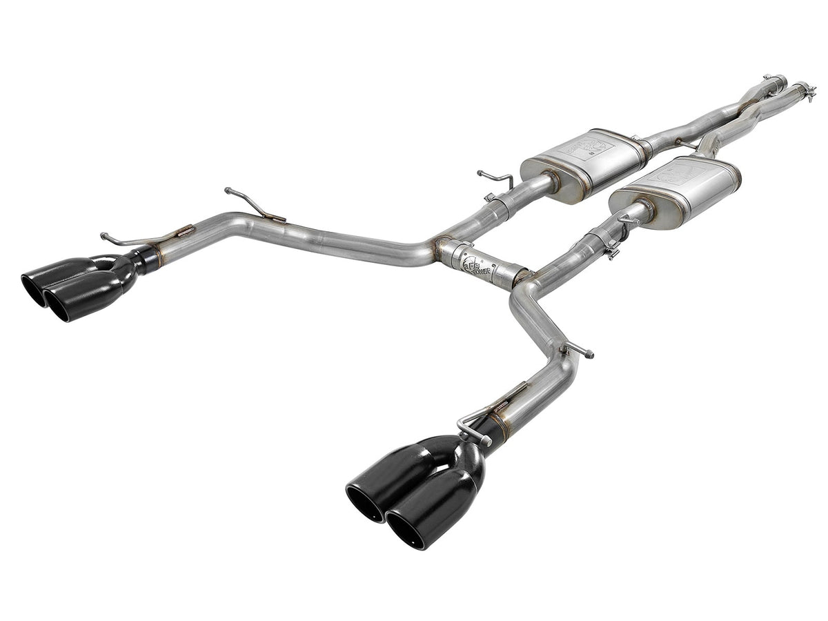 aFe MACH Force-Xp 2-1/2 IN 304 Stainless Steel Cat-Back Exhaust System w/ Quad Black Tips - Dodge Challenger 2015-2023