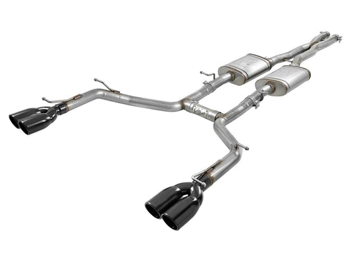 aFe MACH Force-Xp 2-1/2 IN 304 Stainless Steel Cat-Back Exhaust System w/ Quad Black Tips - Dodge Challenger 2015-2023