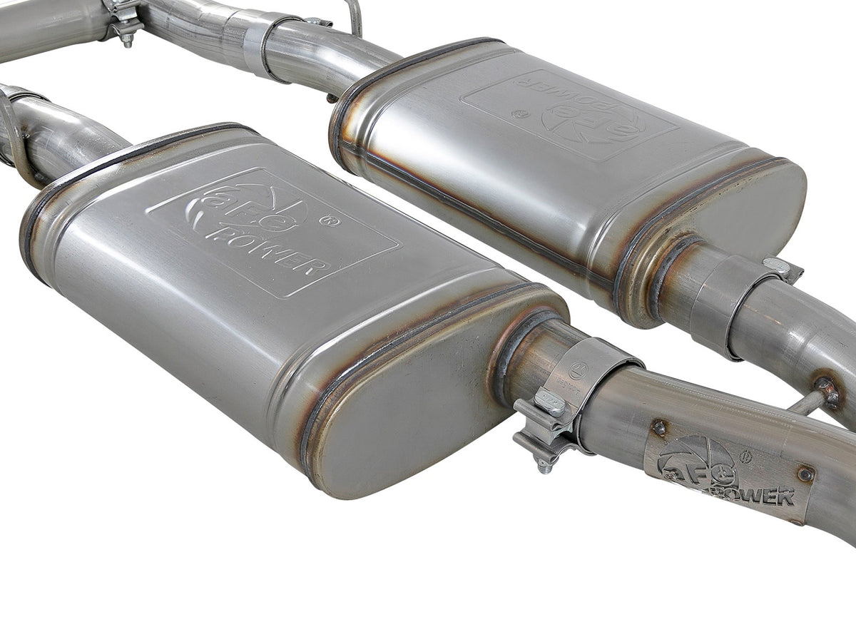 aFe MACH Force-Xp 2-1/2 IN 304 Stainless Steel Cat-Back Exhaust System w/ Quad Black Tips - Dodge Challenger 2015-2023