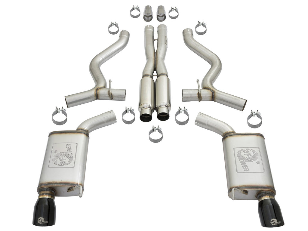 aFe MACH Force-Xp 304 Stainless Steel 3 IN Cat-Back Exhaust System Black - Ford Mustang 2015-2017